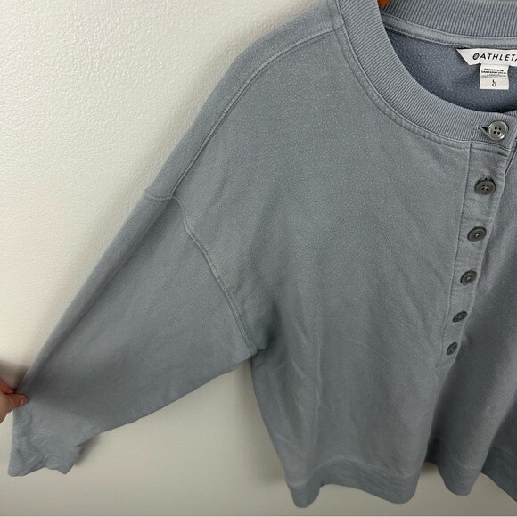 Athleta Baby Blue Balance Henley Sweatshirt Size Large Athleisure Casual Comfy - Picture 5 of 15